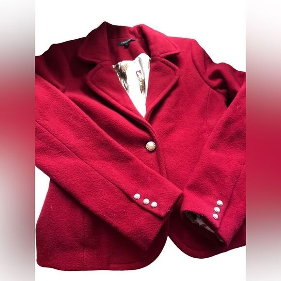 Karen Kane lined  wool red jacket excellent contain size 6 see pics beautiful - Picture 1 of 2